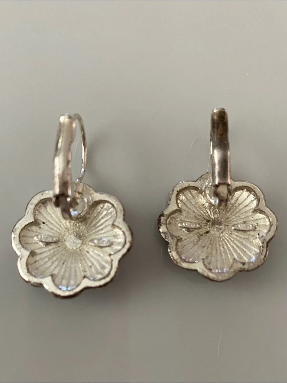 Avon Red Flower Drop Earrings with Turquoise Accents